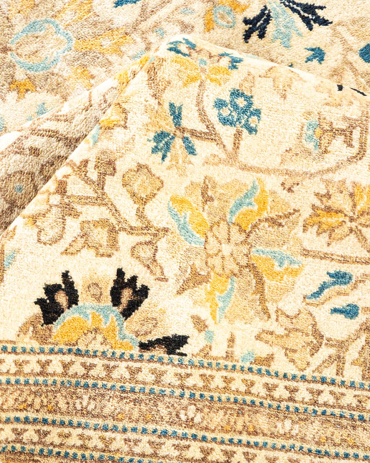 Other One-Of-A-Kind Hand Made Traditional Mogul Ivory Area Rug For Sale