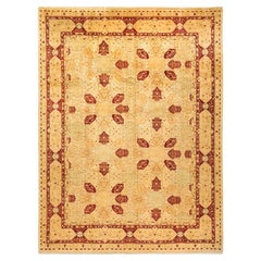 One-of-a-kind Hand Made Traditional Mogul Ivory Area Rug