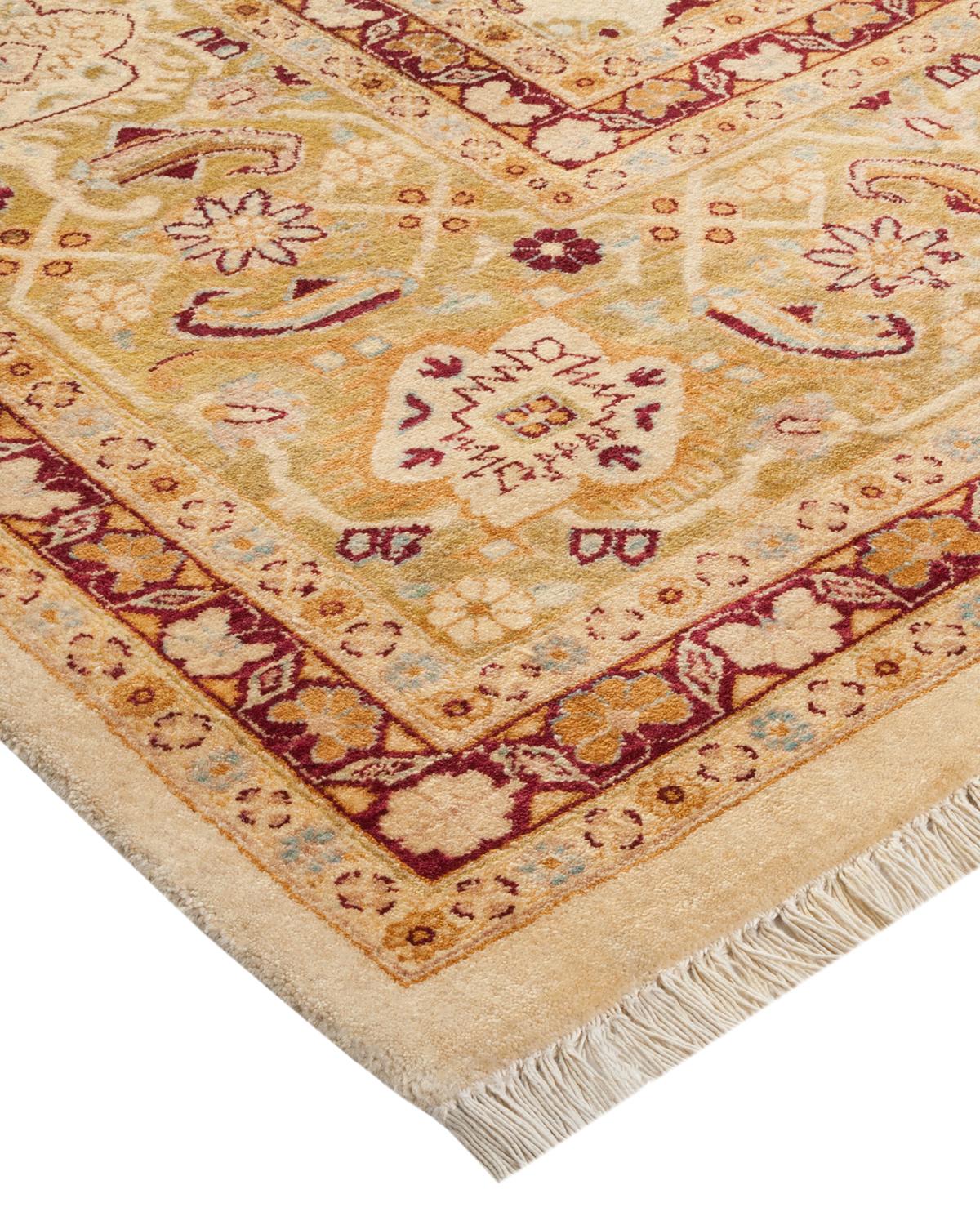 Laine Tapis traditionnel Mogul ivoire, unique en son genre, fait à la main en vente