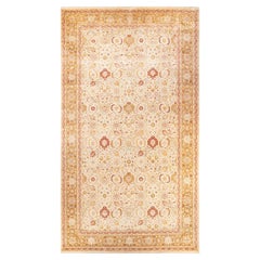 One-Of-A-Kind Hand Made Traditional Mogul Ivory Area Rug