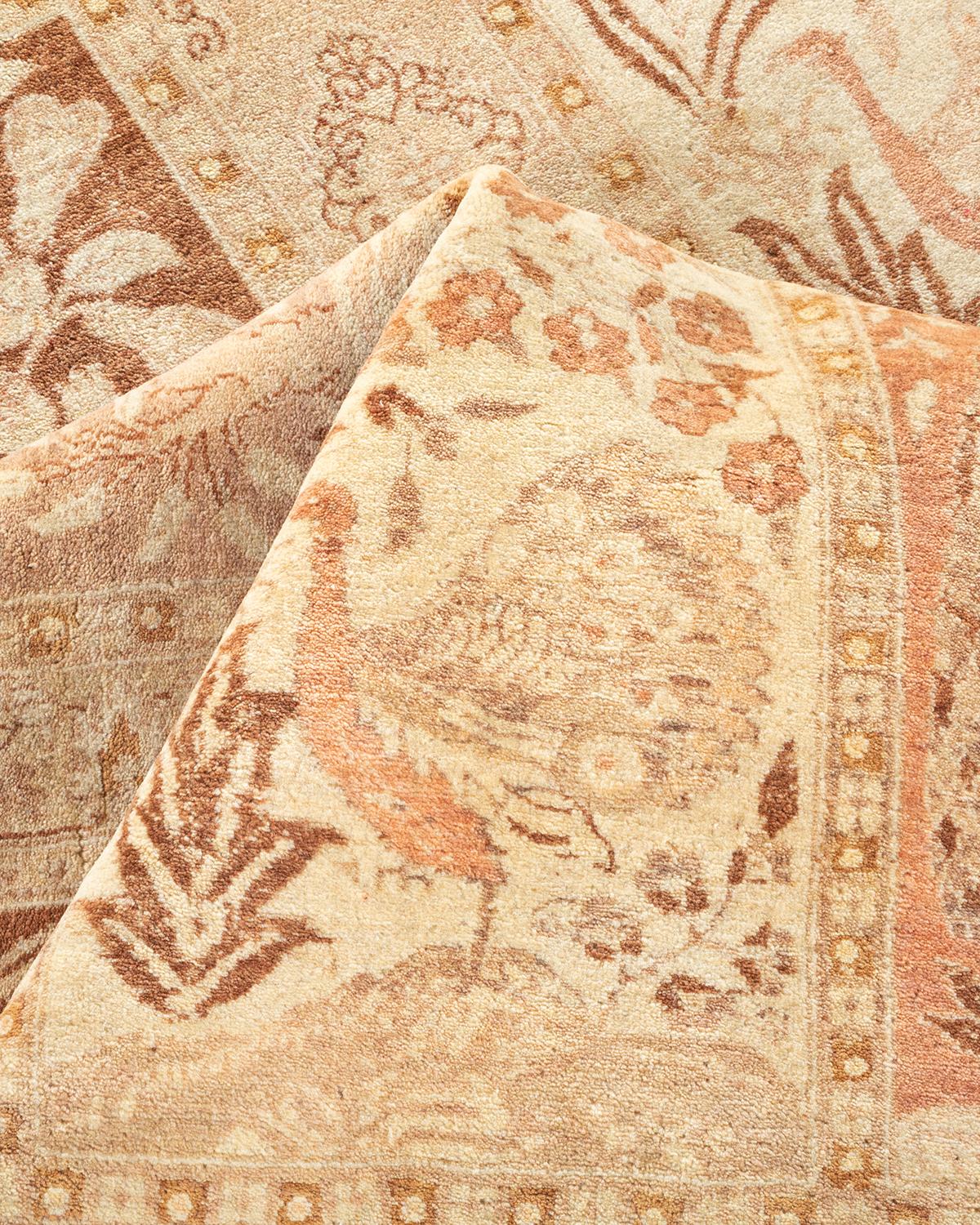Other One-of-a-Kind Hand Made Traditional Mogul Ivory Area Rug For Sale