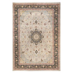 One-of-a-kind Hand Made Traditional Mogul Ivory Area Rug