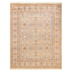 Tapis traditionnel ivoire Mogul unique en son genre fabriqué à la main