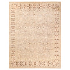 Tapis traditionnel ivoire Mogul unique en son genre fabriqué à la main