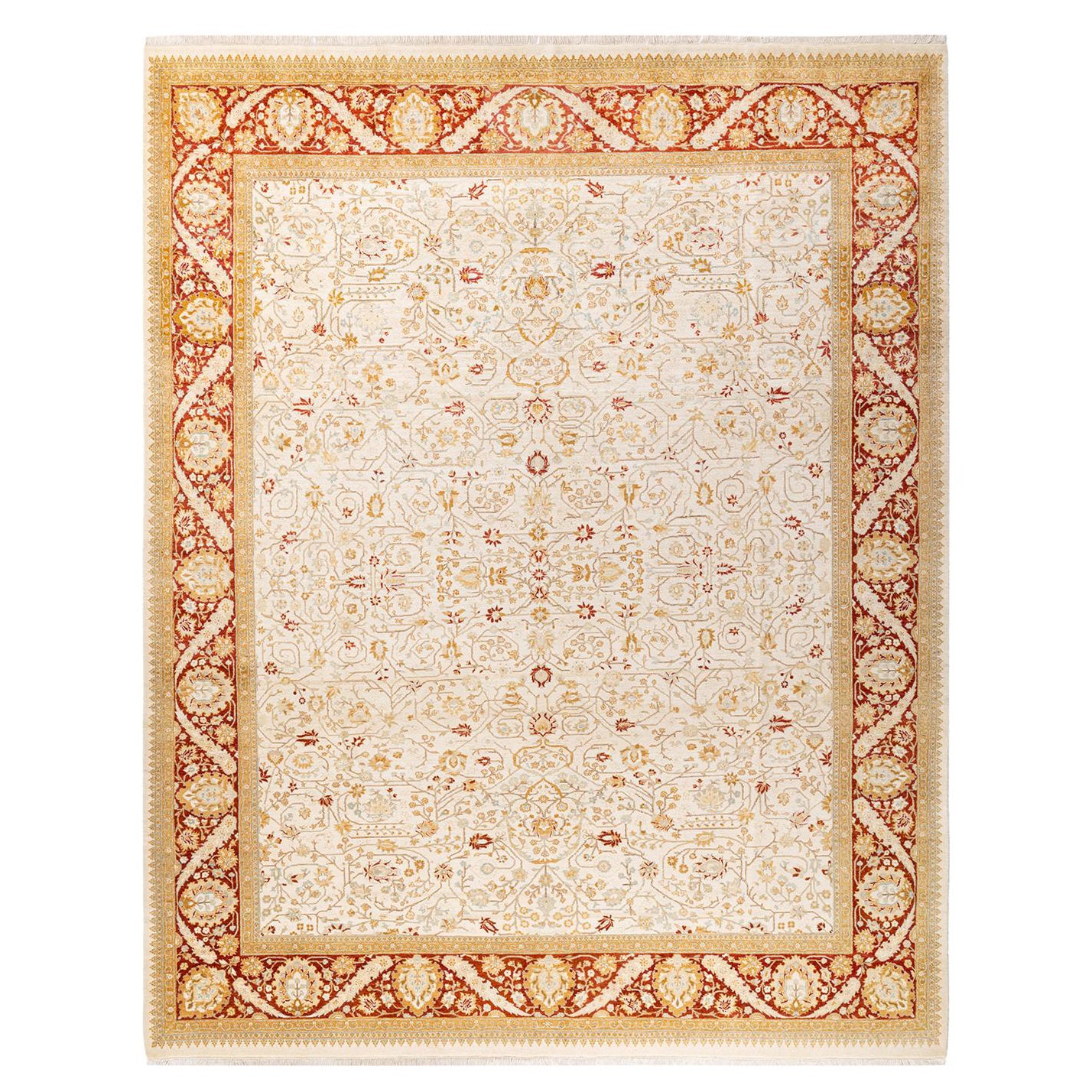 Alfombra tradicional única Hand Made Mogul marfil