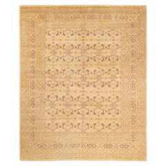 Tapis traditionnel ivoire Mogul unique en son genre fabriqué à la main