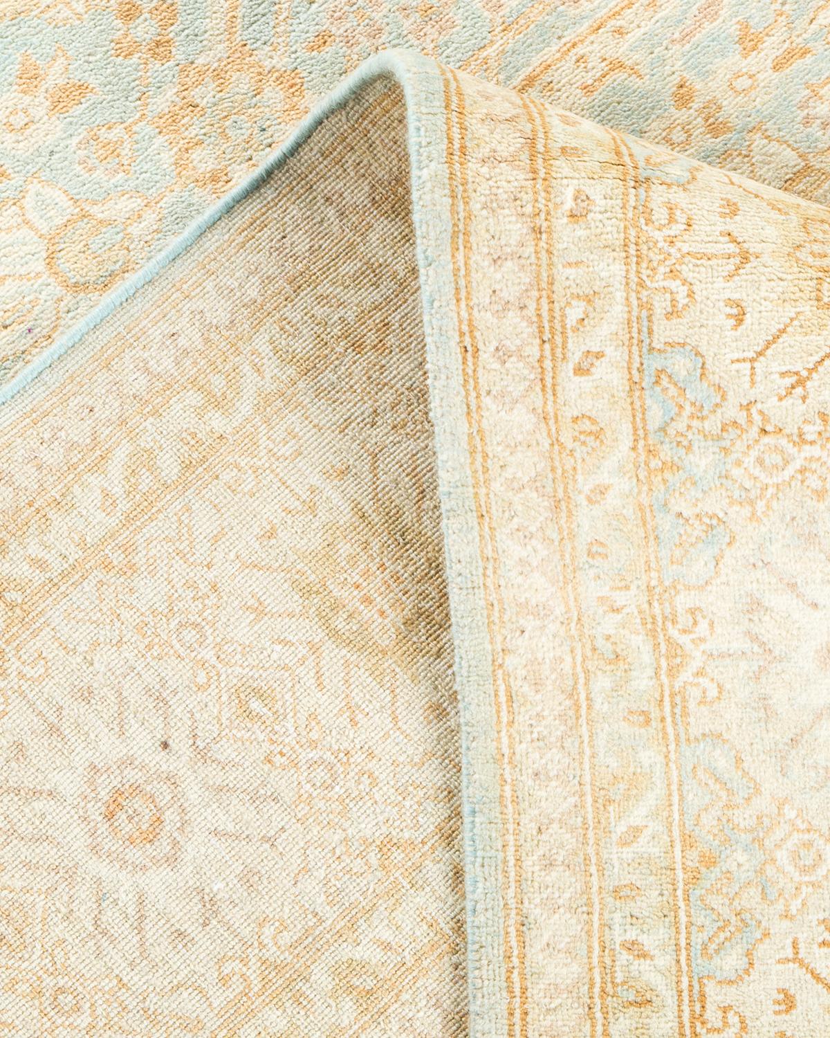 Pakistanais Tapis traditionnel Mogul bleu clair unique en son genre, fabriqué à la main en vente