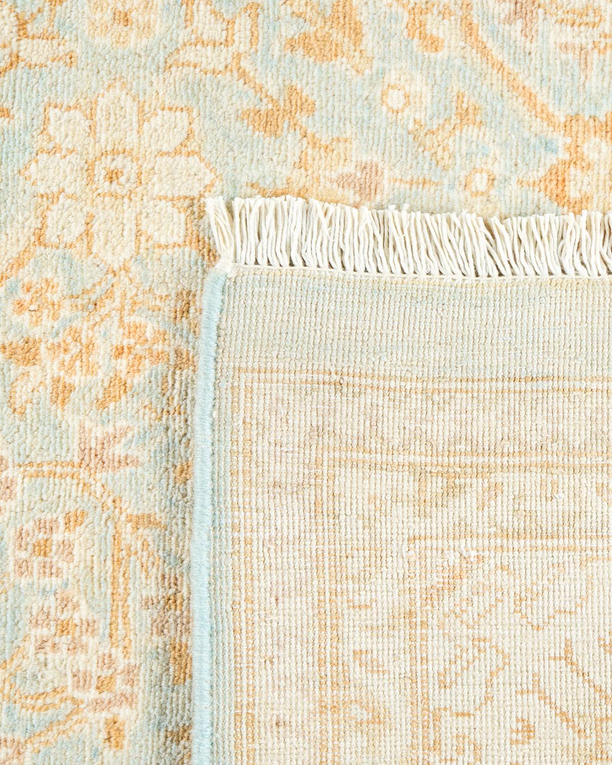 Noué à la main Tapis traditionnel Mogul bleu clair unique en son genre, fabriqué à la main en vente