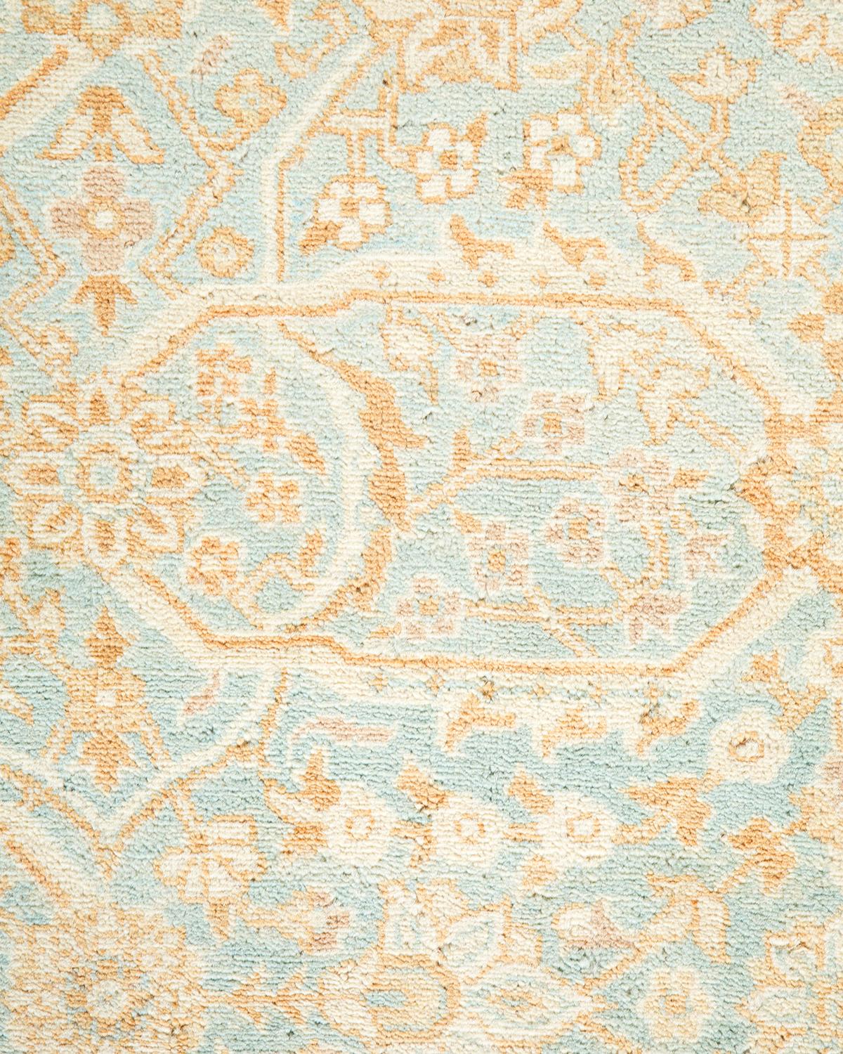 XXIe siècle et contemporain Tapis traditionnel Mogul bleu clair unique en son genre, fabriqué à la main en vente