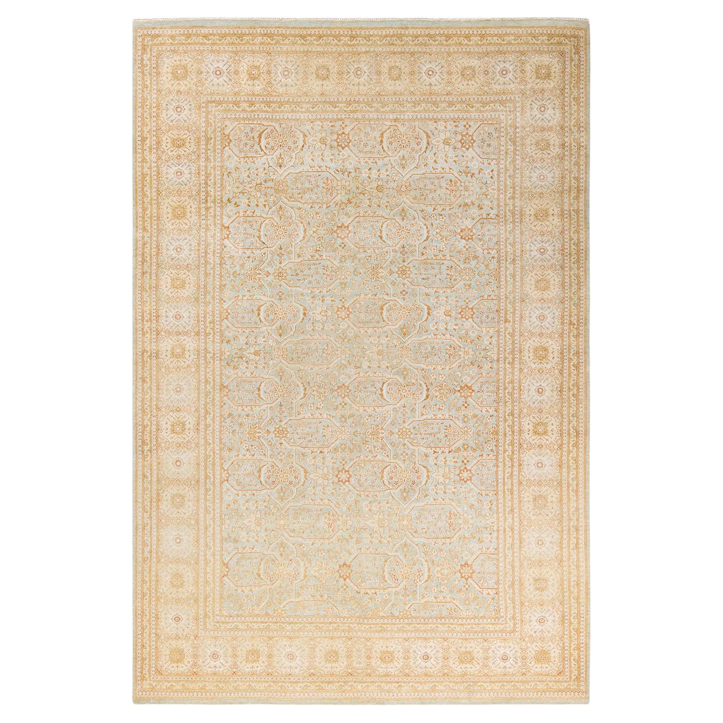 Alfombra tradicional única Hand Made Mogul azul claro
