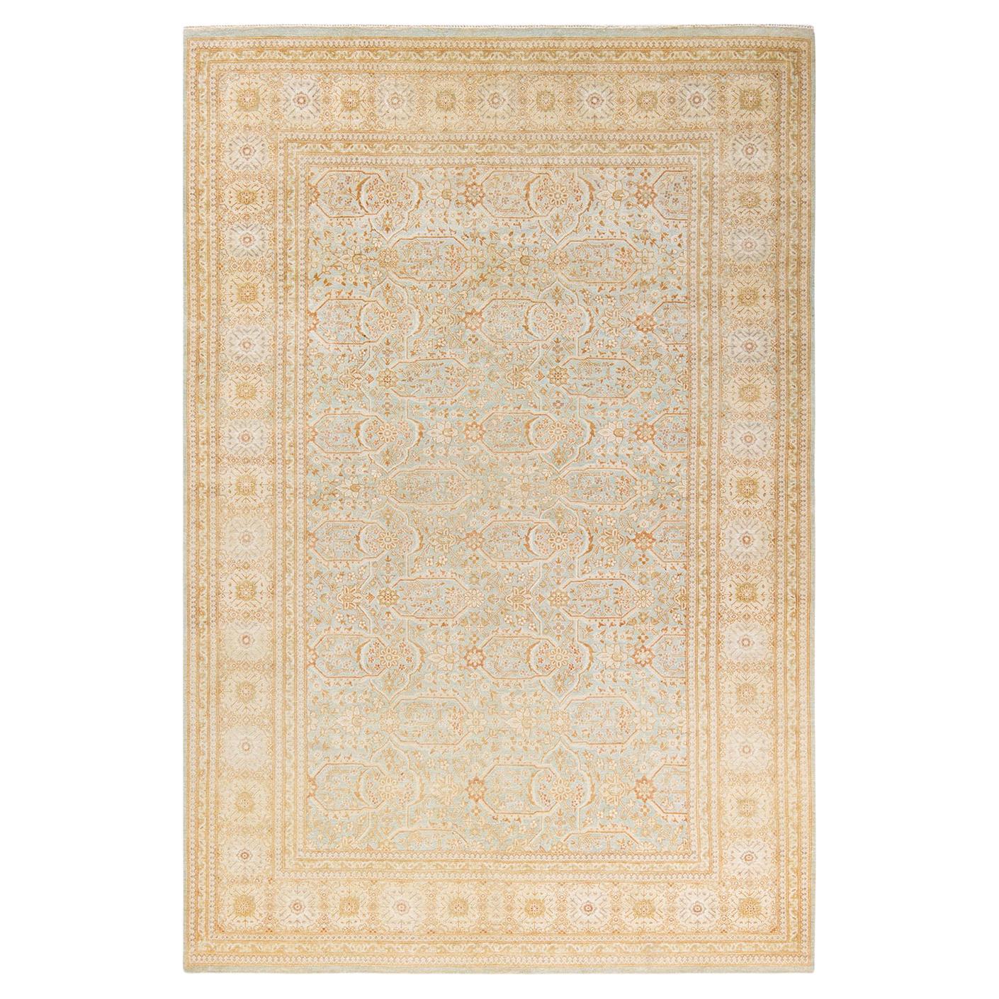 One-of-a-Kind Hand Made Traditional Mogul Light Blue Area Rug