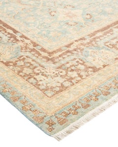 One-Of-A-Kind Hand Made Traditional Mogul Light Blue Area Rug