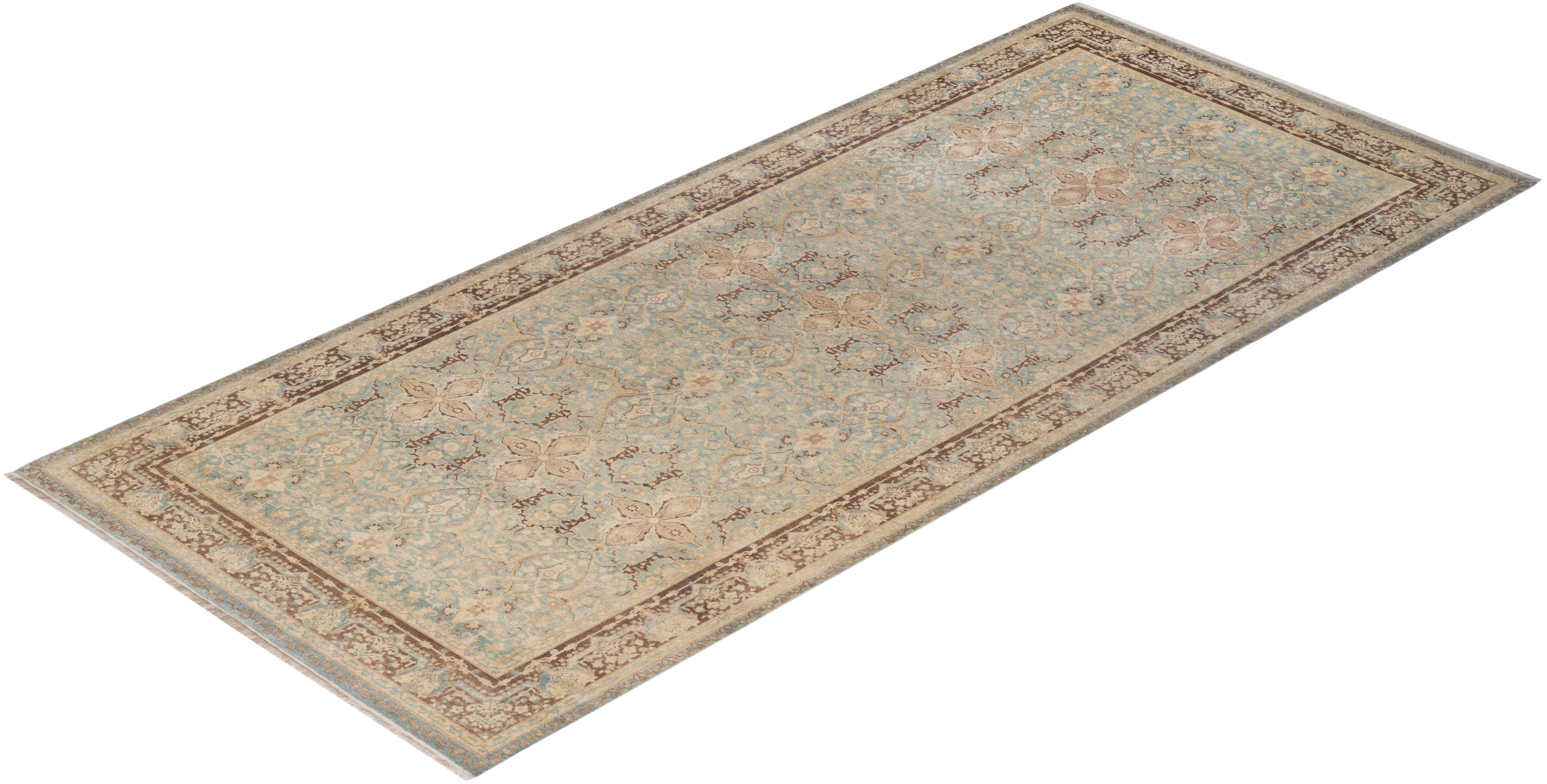 Alfombra tradicional única Hand Made Mogul azul claro Otro en venta