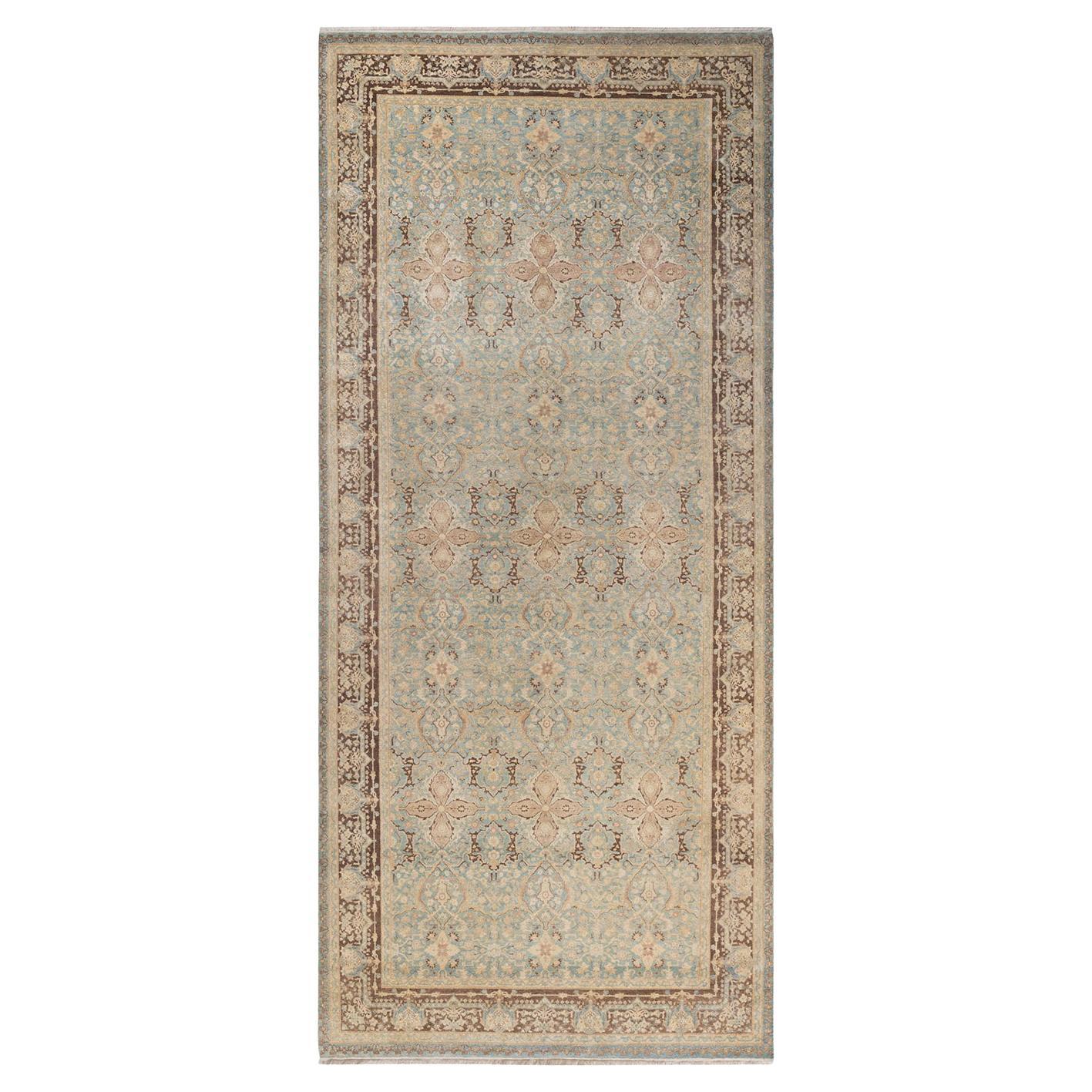 Alfombra tradicional única Hand Made Mogul azul claro en venta