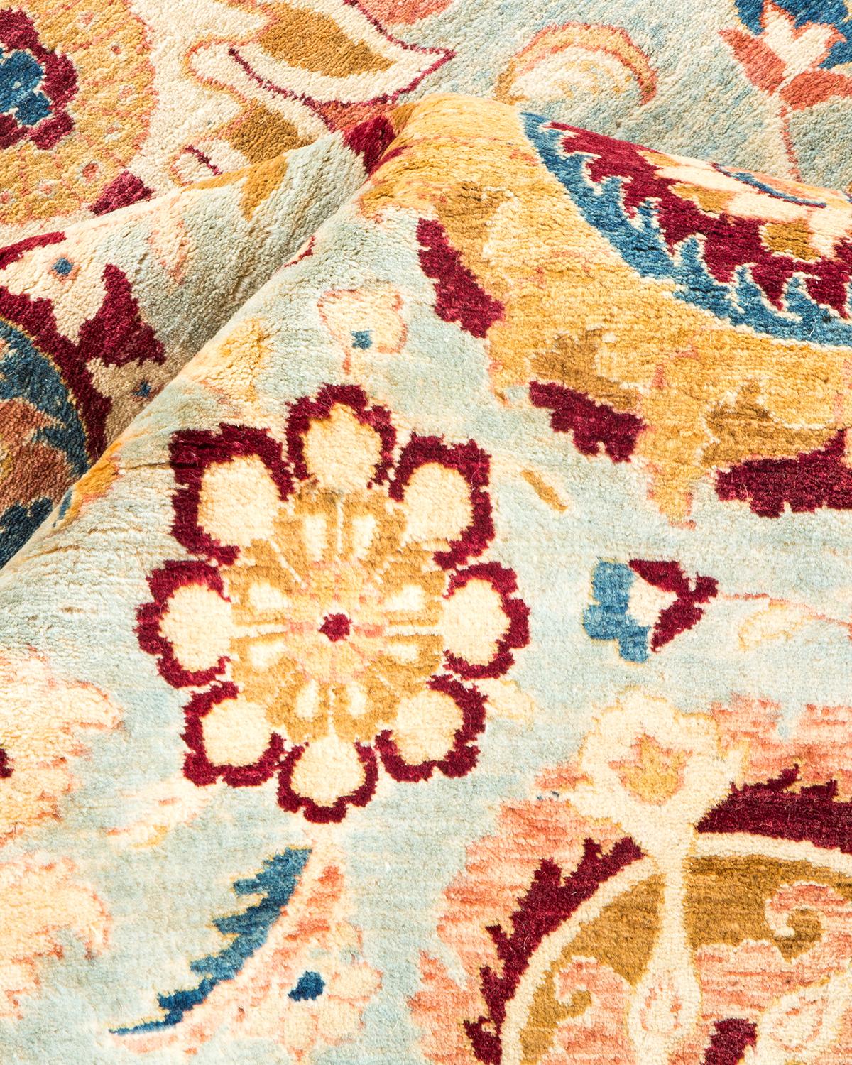 Other One-of-a-kind Hand Made Traditional Mogul Light Blue Area Rug For Sale