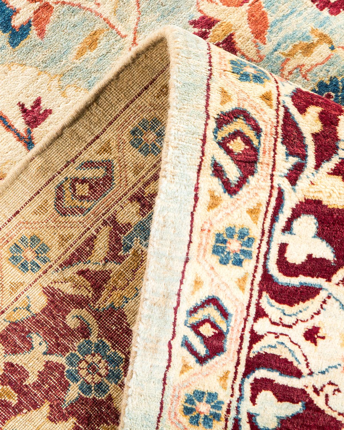 Pakistani One-of-a-kind Hand Made Traditional Mogul Light Blue Area Rug For Sale