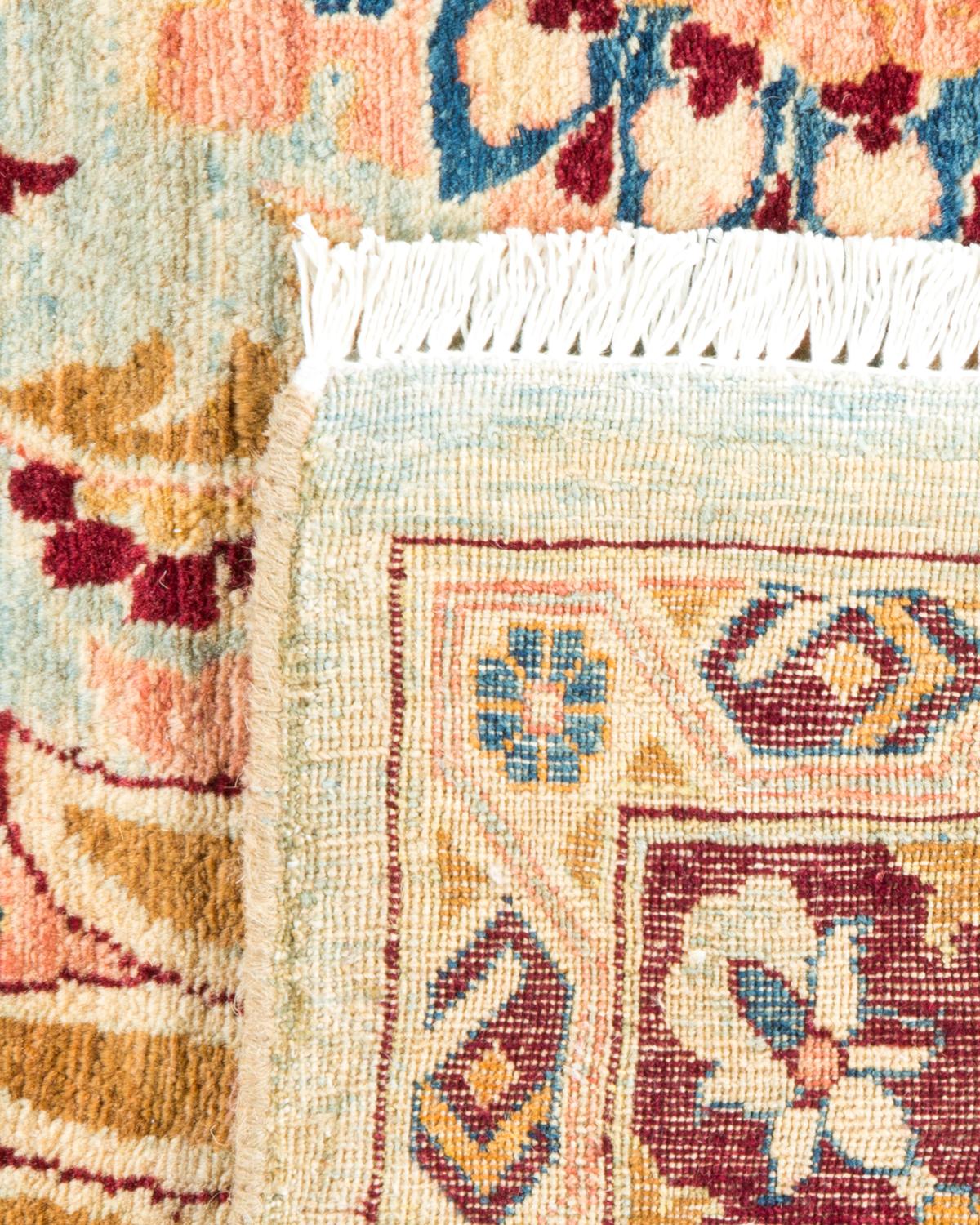 Hand-Knotted One-of-a-kind Hand Made Traditional Mogul Light Blue Area Rug For Sale