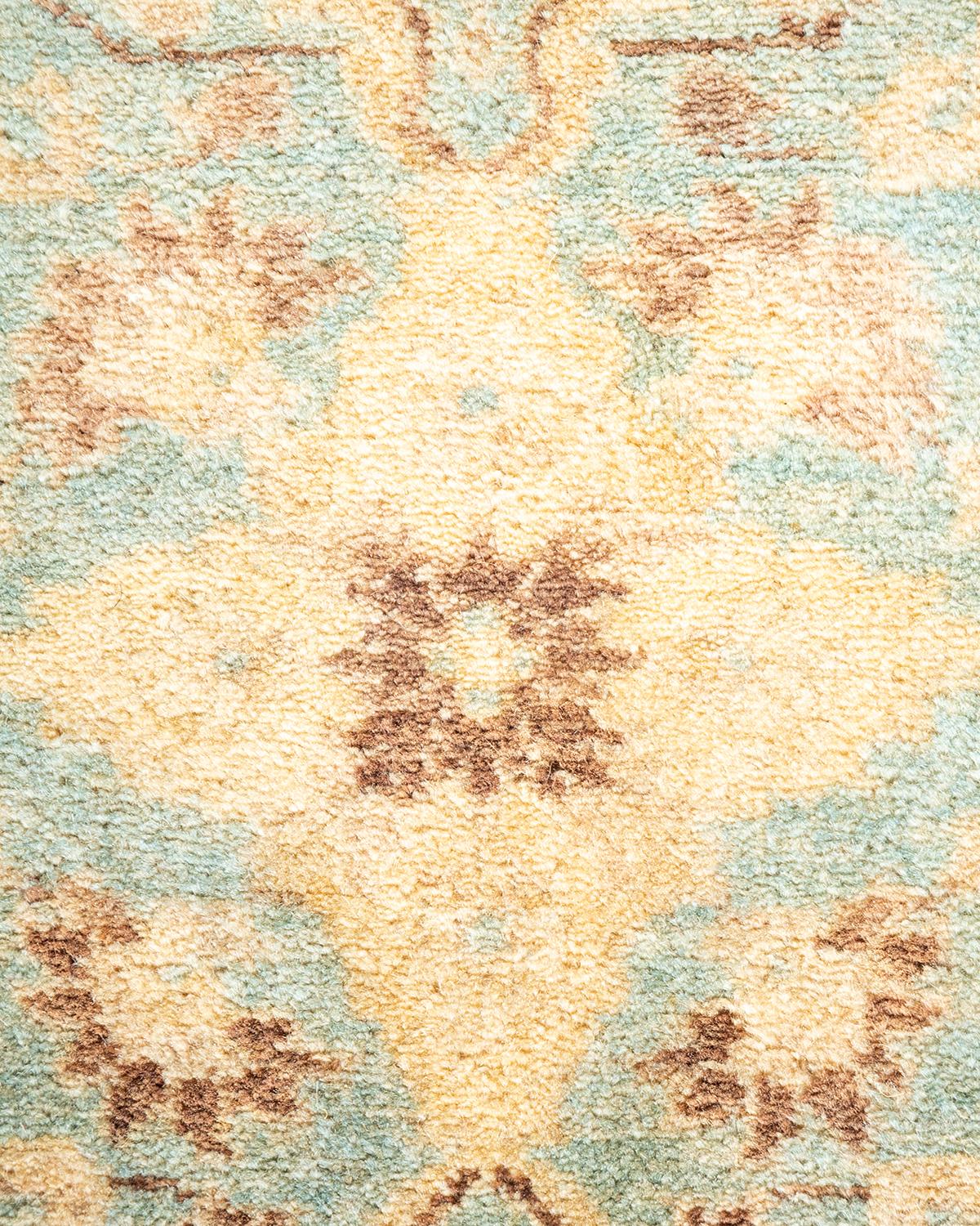 Contemporary One-of-a-kind Hand Made Traditional Mogul Light Blue Area Rug For Sale