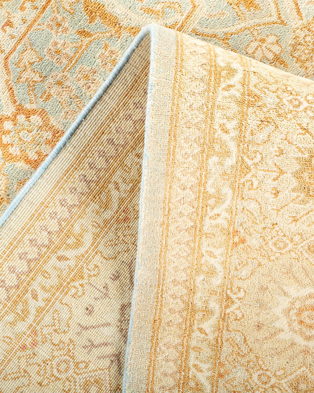 Pakistanais Tapis traditionnel Mogul bleu clair unique en son genre, fabriqué à la main en vente