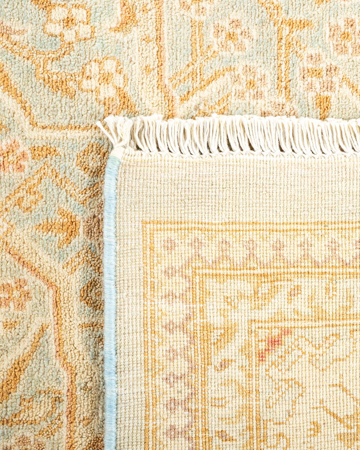 Noué à la main Tapis traditionnel Mogul bleu clair unique en son genre, fabriqué à la main en vente