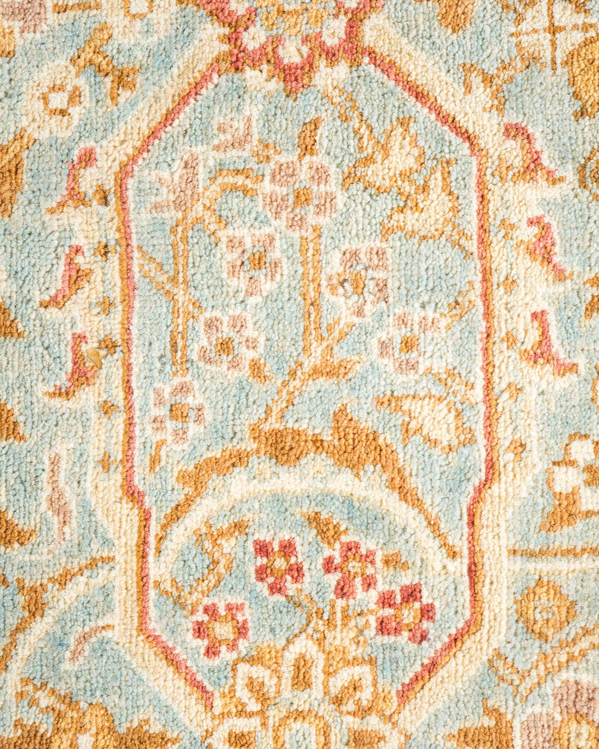 Handgefertigter, traditioneller, hellblauer Mogul-Teppich, Unikat (21. Jahrhundert und zeitgenössisch) im Angebot