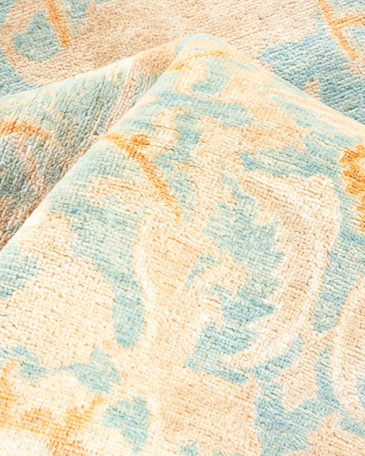 Other One-Of-A-Kind Hand Made Traditional Mogul Light Blue Area Rug For Sale