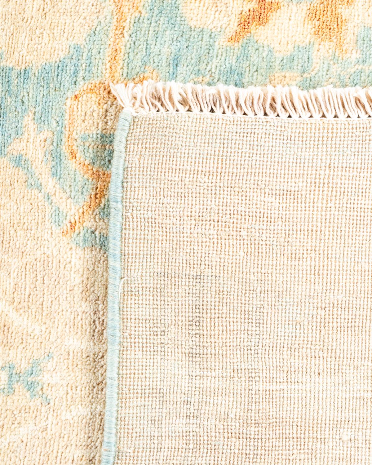 Hand-Knotted One-Of-A-Kind Hand Made Traditional Mogul Light Blue Area Rug For Sale