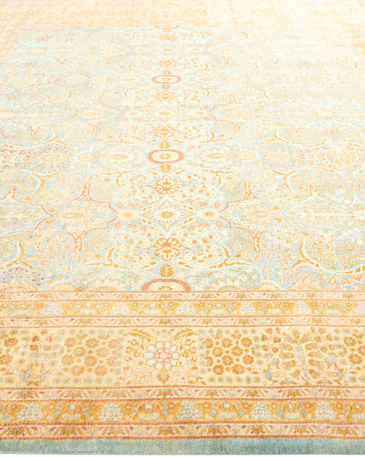 Alfombra tradicional única Hand Made Mogul azul claro en Nuevo estado para la venta en Norwalk, CT