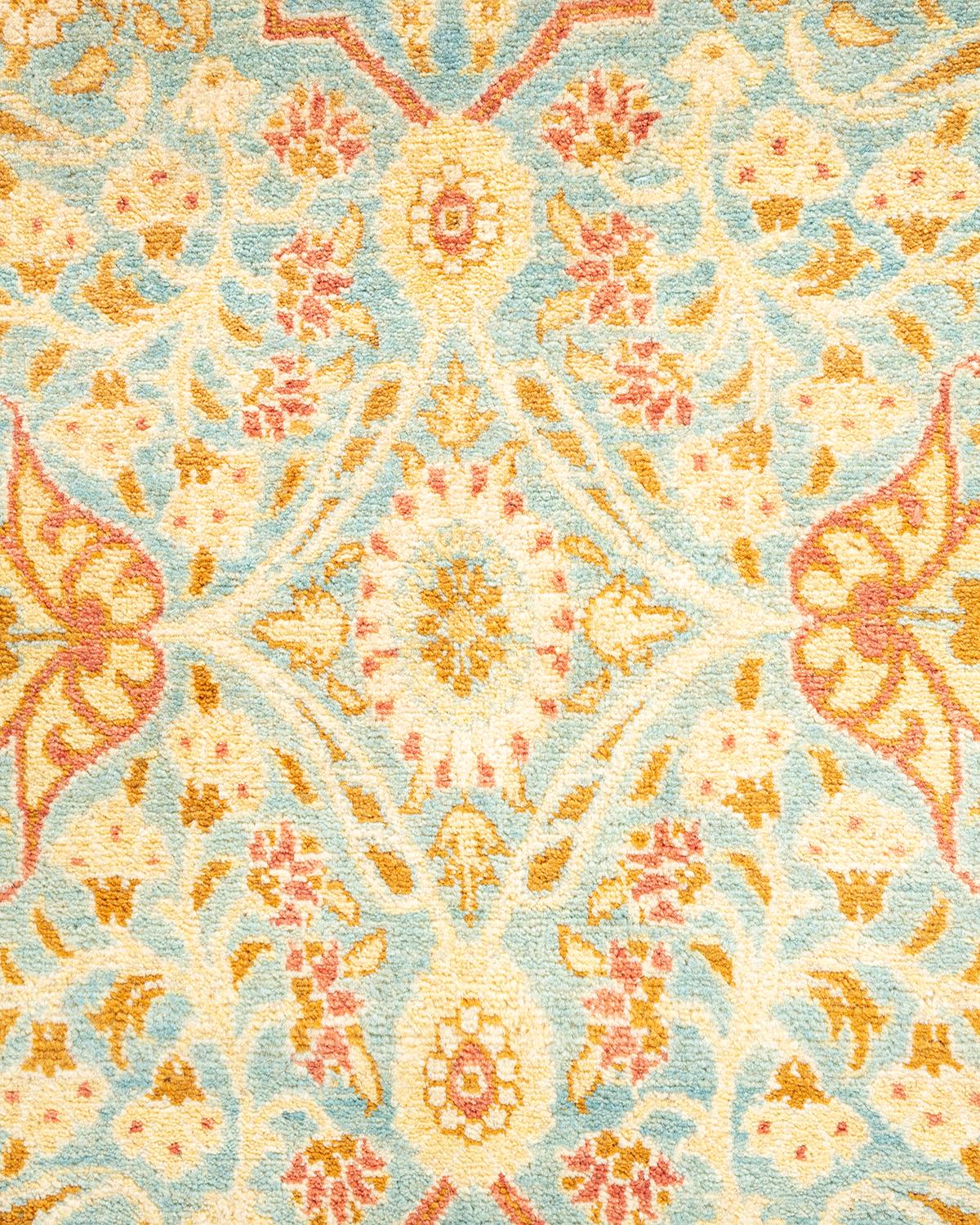 Alfombra tradicional única Hand Made Mogul azul claro Siglo XXI y contemporáneo en venta