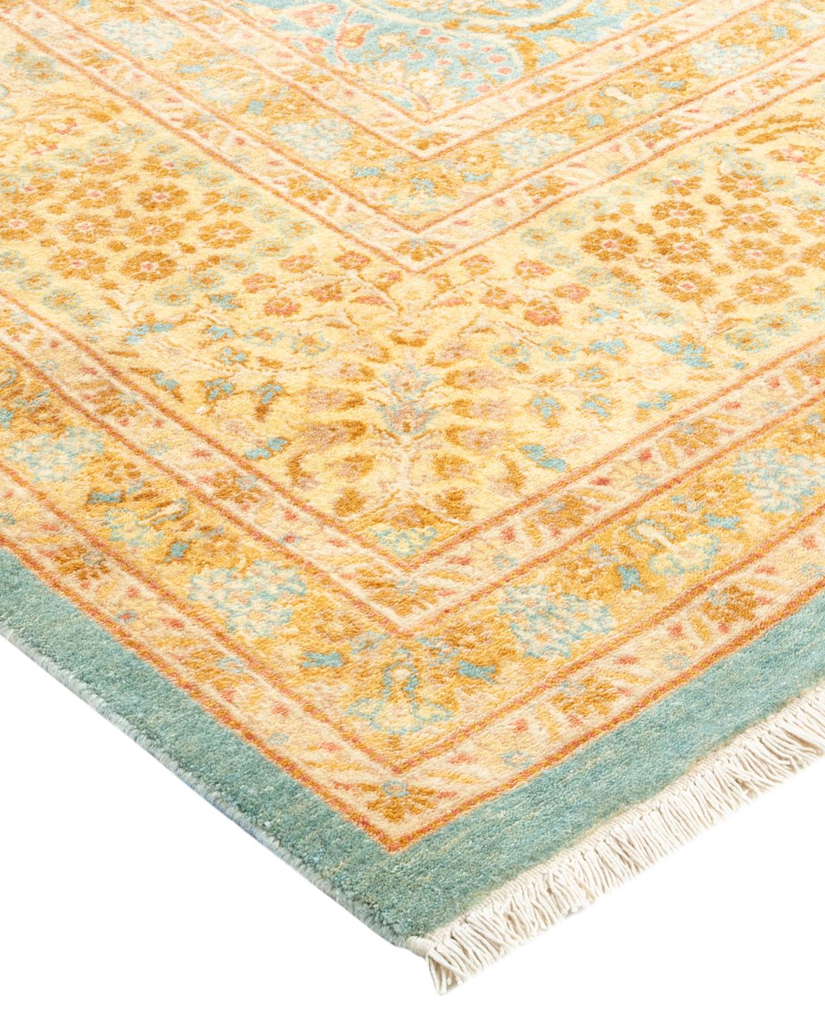 Alfombra tradicional única Hand Made Mogul azul claro Lana en venta