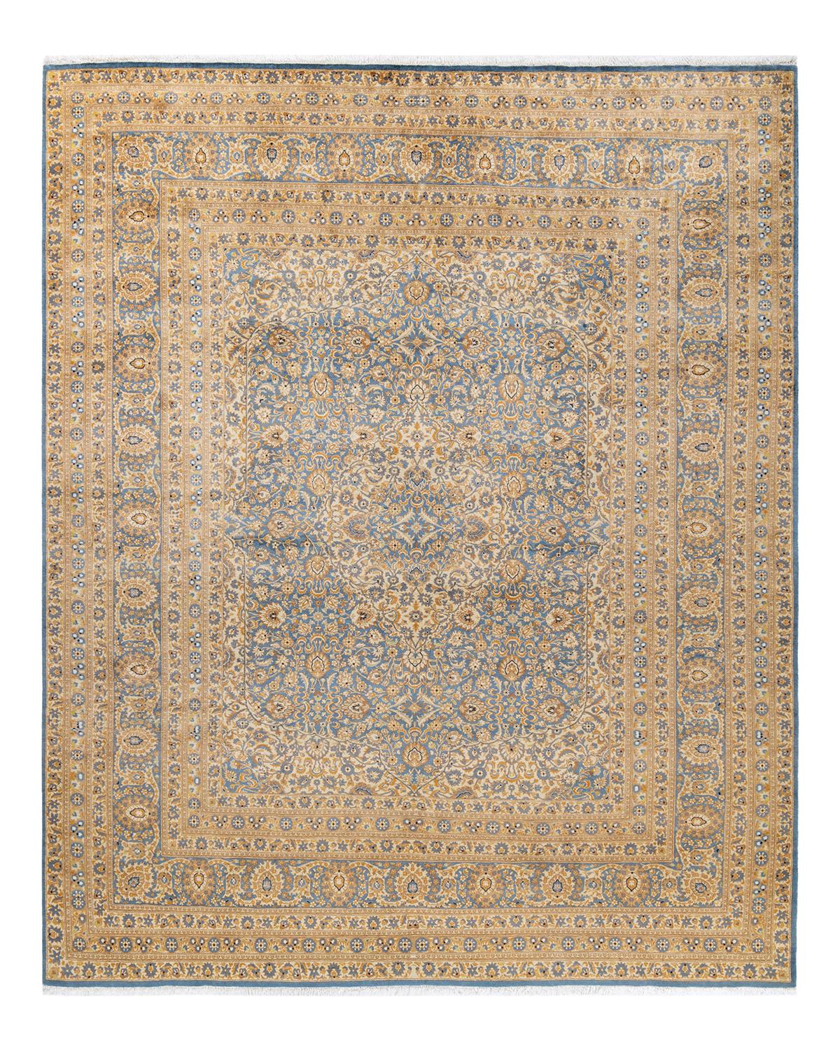 Other One-Of-A-Kind Hand Made Traditional Mogul Light Blue Area Rug For Sale