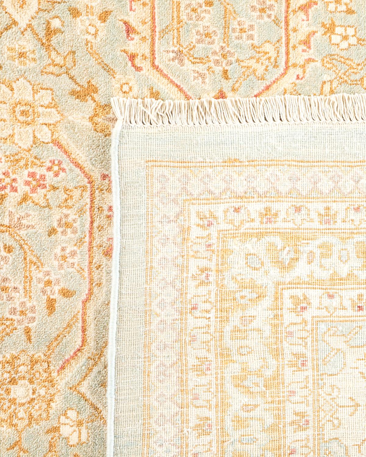 Noué à la main Tapis de sol traditionnel Mogul bleu clair, unique en son genre, fait à la main en vente