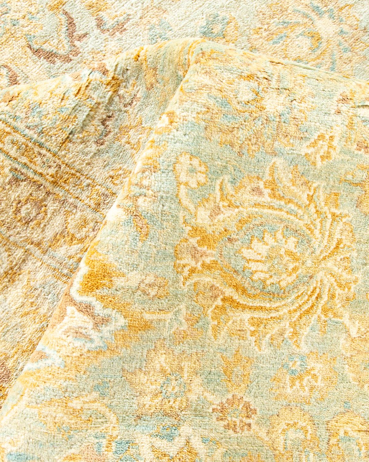 Other One-of-a-Kind Hand Made Traditional Mogul Light Blue Area Rug For Sale