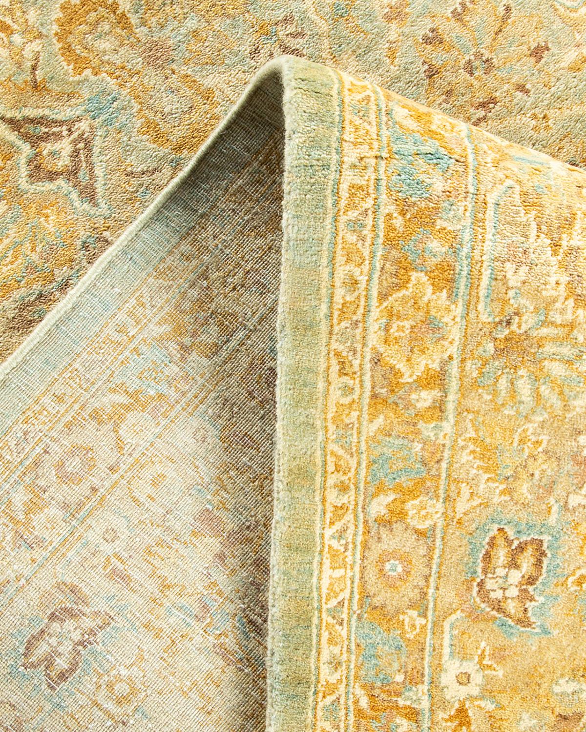 Pakistani One-of-a-Kind Hand Made Traditional Mogul Light Blue Area Rug For Sale
