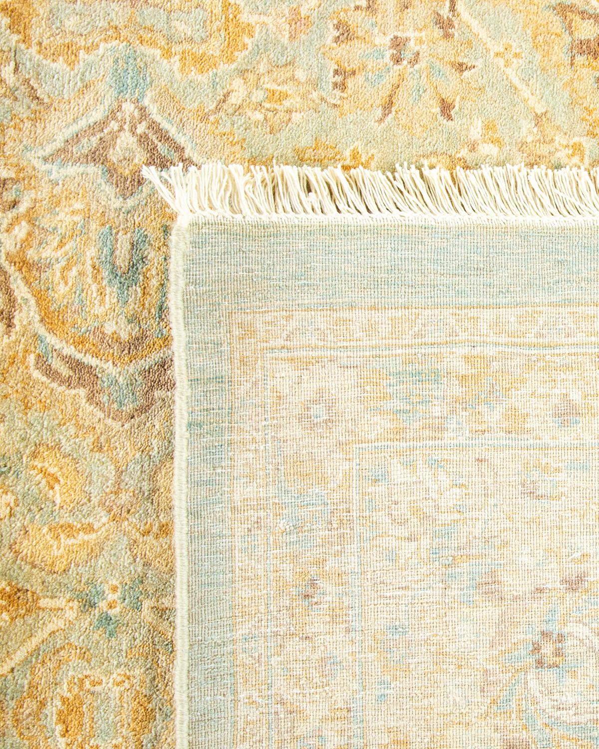 Hand-Knotted One-of-a-Kind Hand Made Traditional Mogul Light Blue Area Rug For Sale