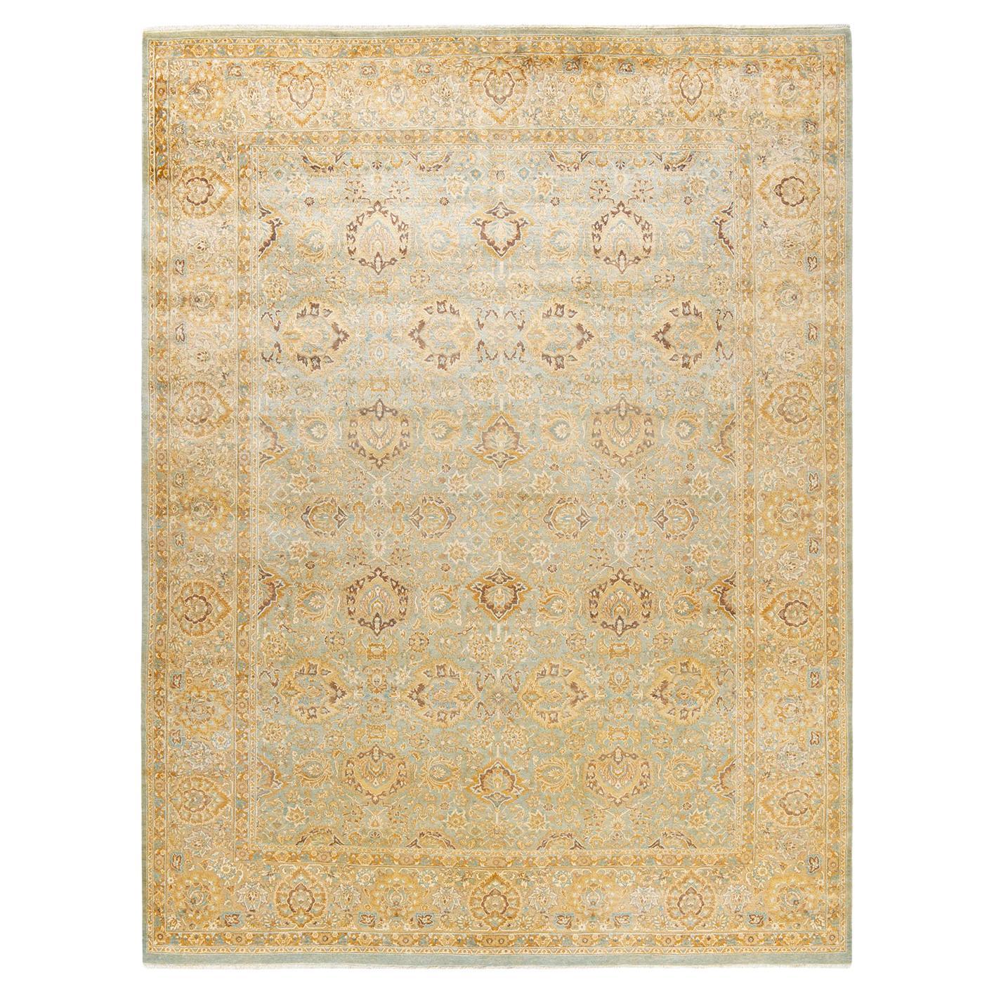 One-of-a-Kind Hand Made Traditional Mogul Light Blue Area Rug