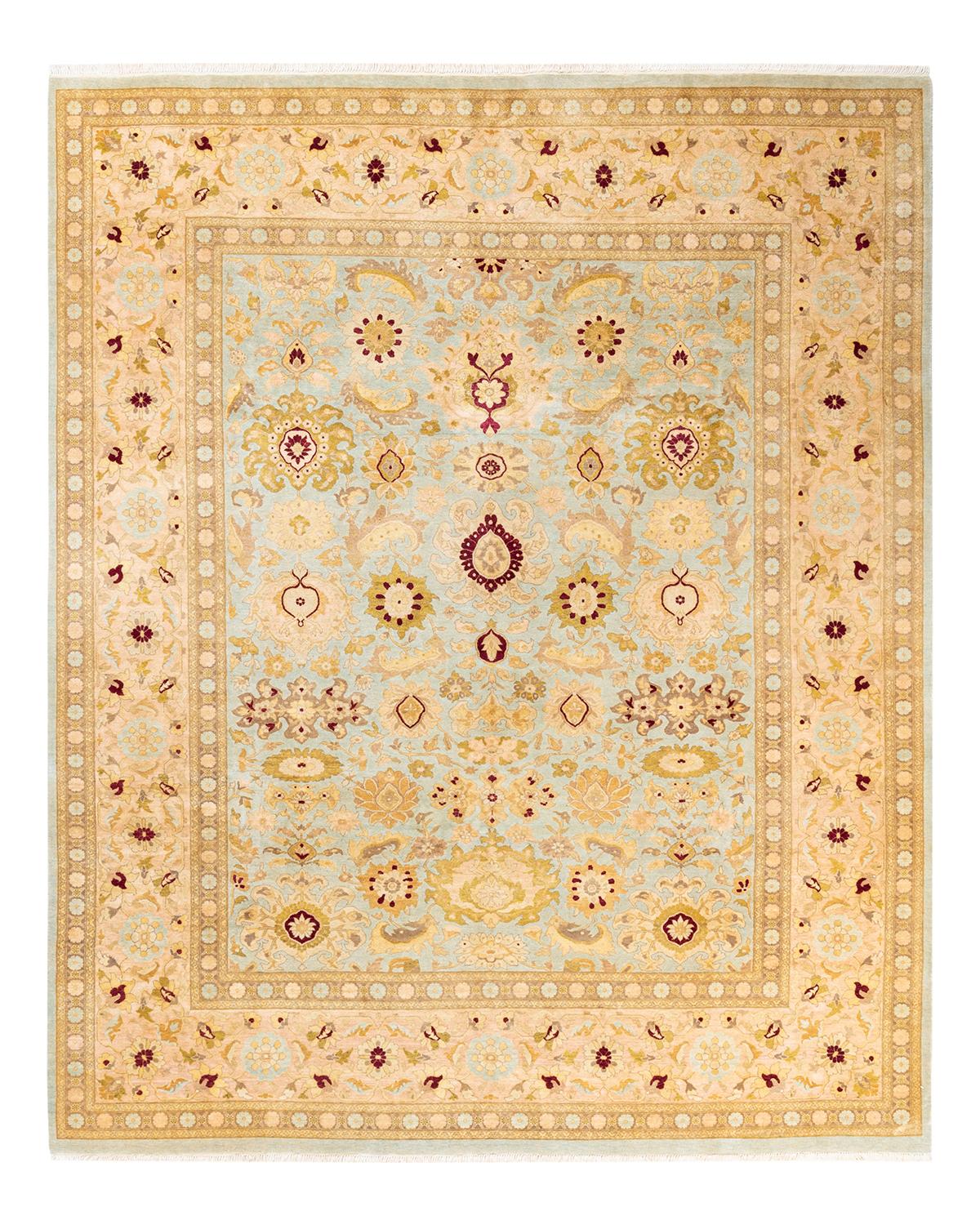 Other One-Of-A-Kind Hand Made Traditional Mogul Light Blue Area Rug For Sale