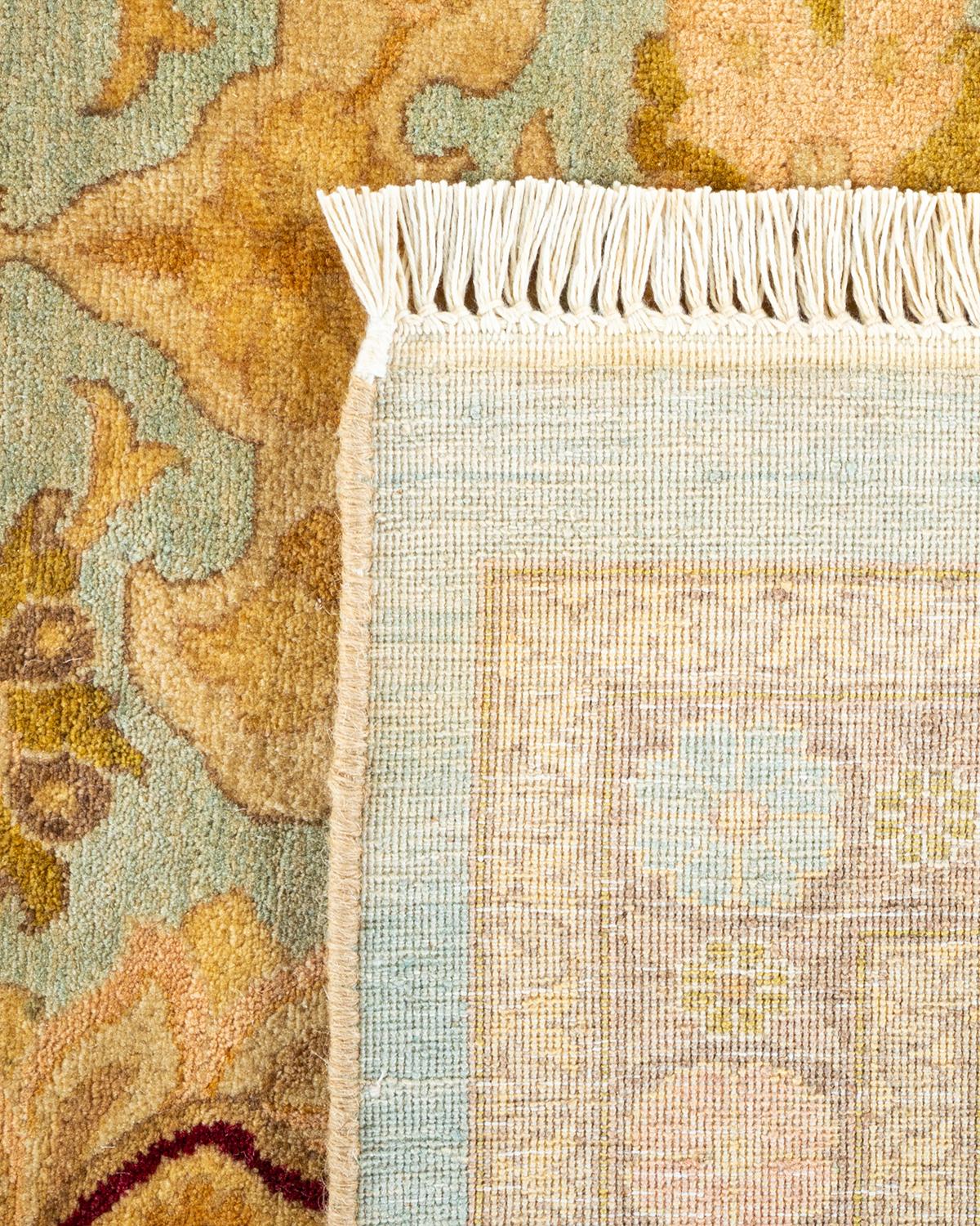 One-Of-A-Kind Hand Made Traditional Mogul Light Blue Area Rug In New Condition For Sale In Norwalk, CT