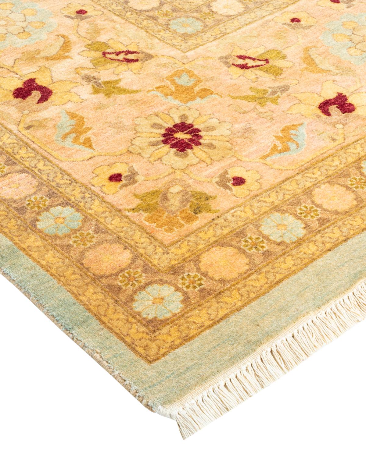 One-Of-A-Kind Hand Made Traditional Mogul Light Blue Area Rug For Sale 1