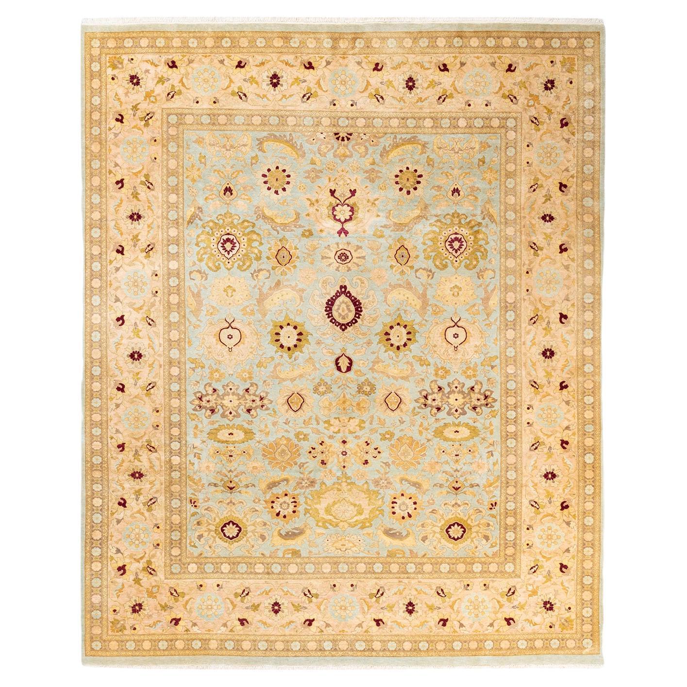 One-Of-A-Kind Hand Made Traditional Mogul Light Blue Area Rug