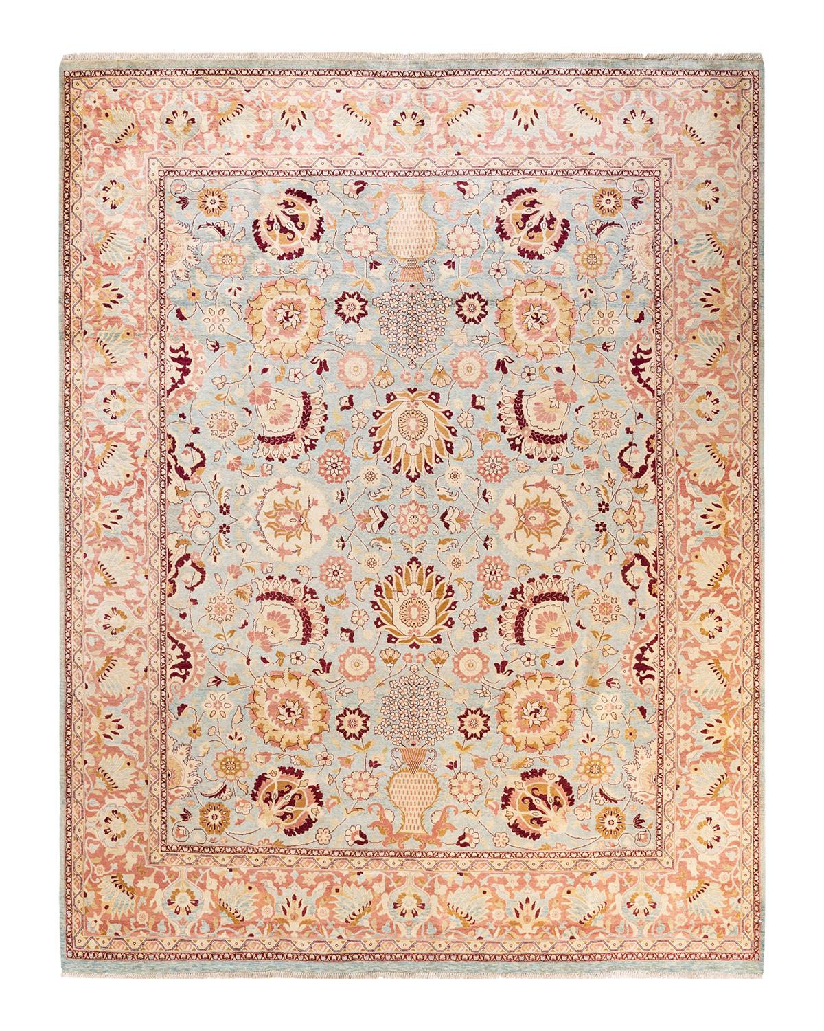 Other One-of-a-kind Hand Made Traditional Mogul Light Blue Area Rug For Sale