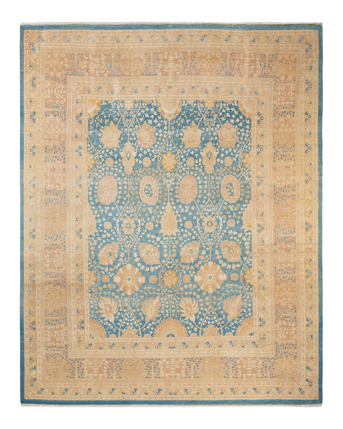Other One-of-a-Kind Hand Made Traditional Mogul Light Blue Area Rug For Sale