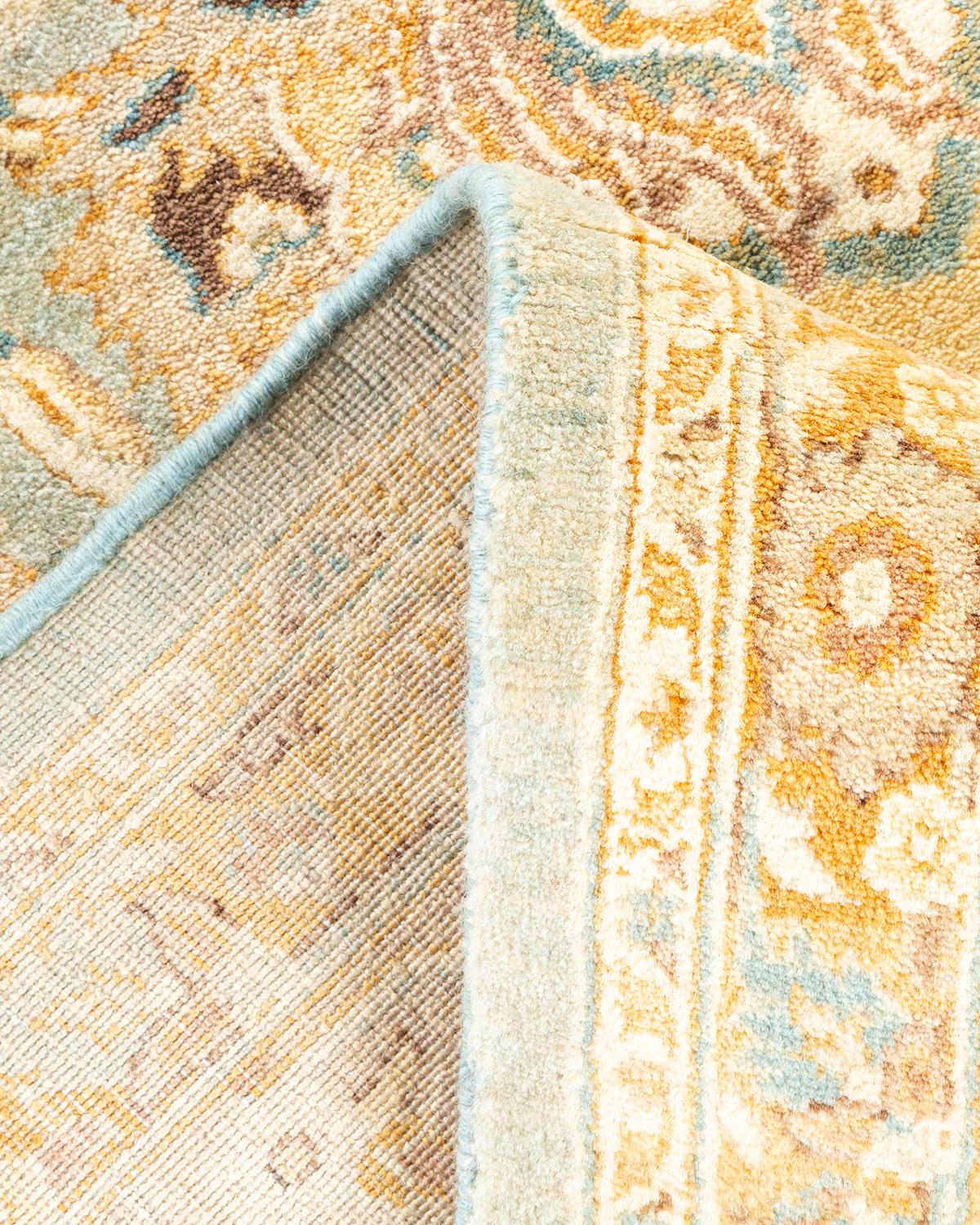 Pakistanais Tapis traditionnel Mogul bleu clair unique en son genre, fabriqué à la main en vente