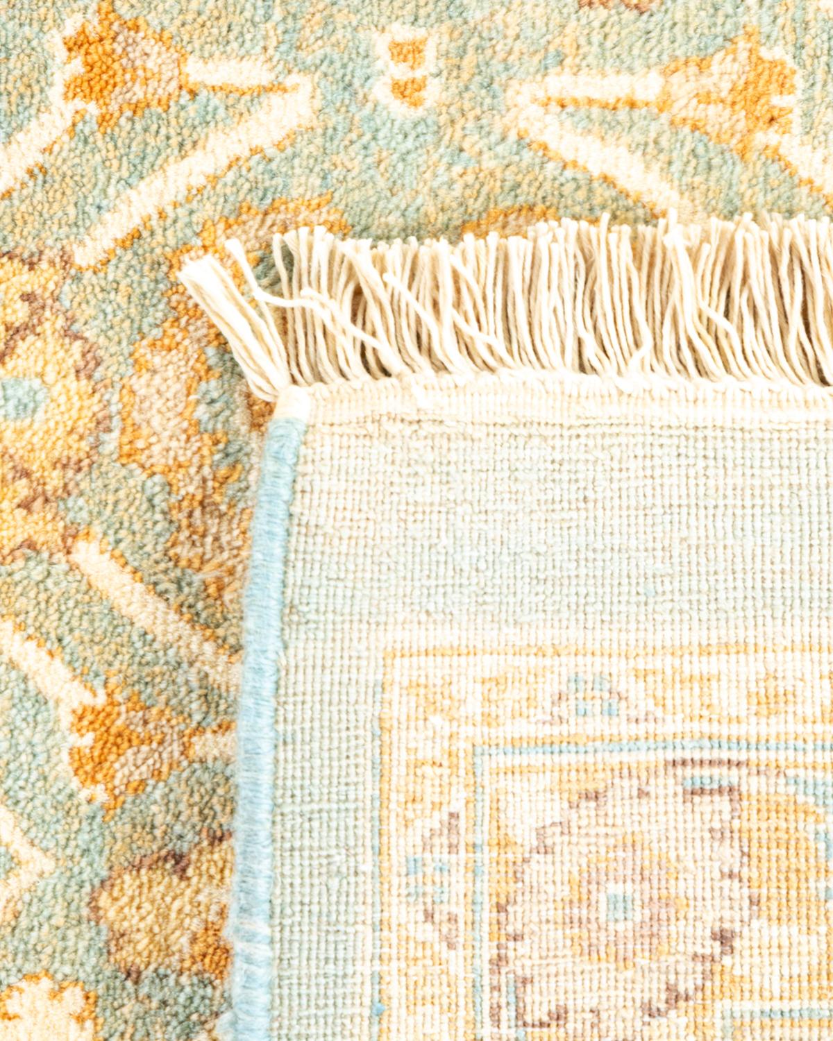 Noué à la main Tapis traditionnel Mogul bleu clair unique en son genre, fabriqué à la main en vente