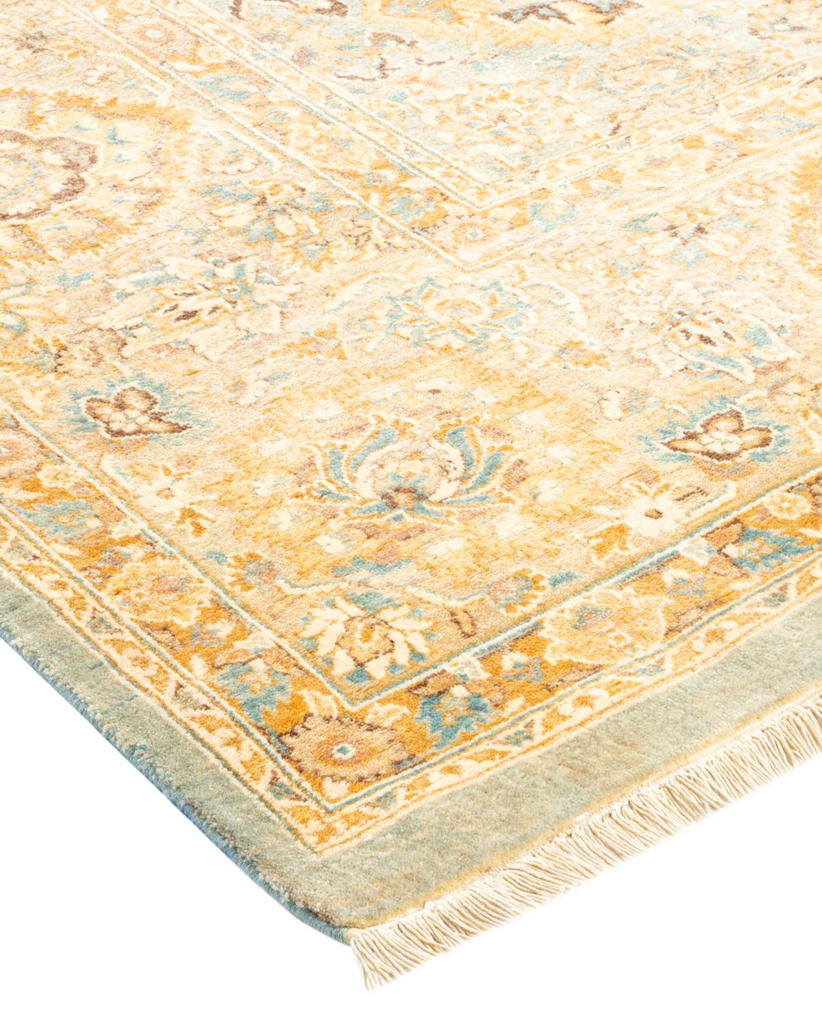 Laine Tapis traditionnel Mogul bleu clair unique en son genre, fabriqué à la main en vente