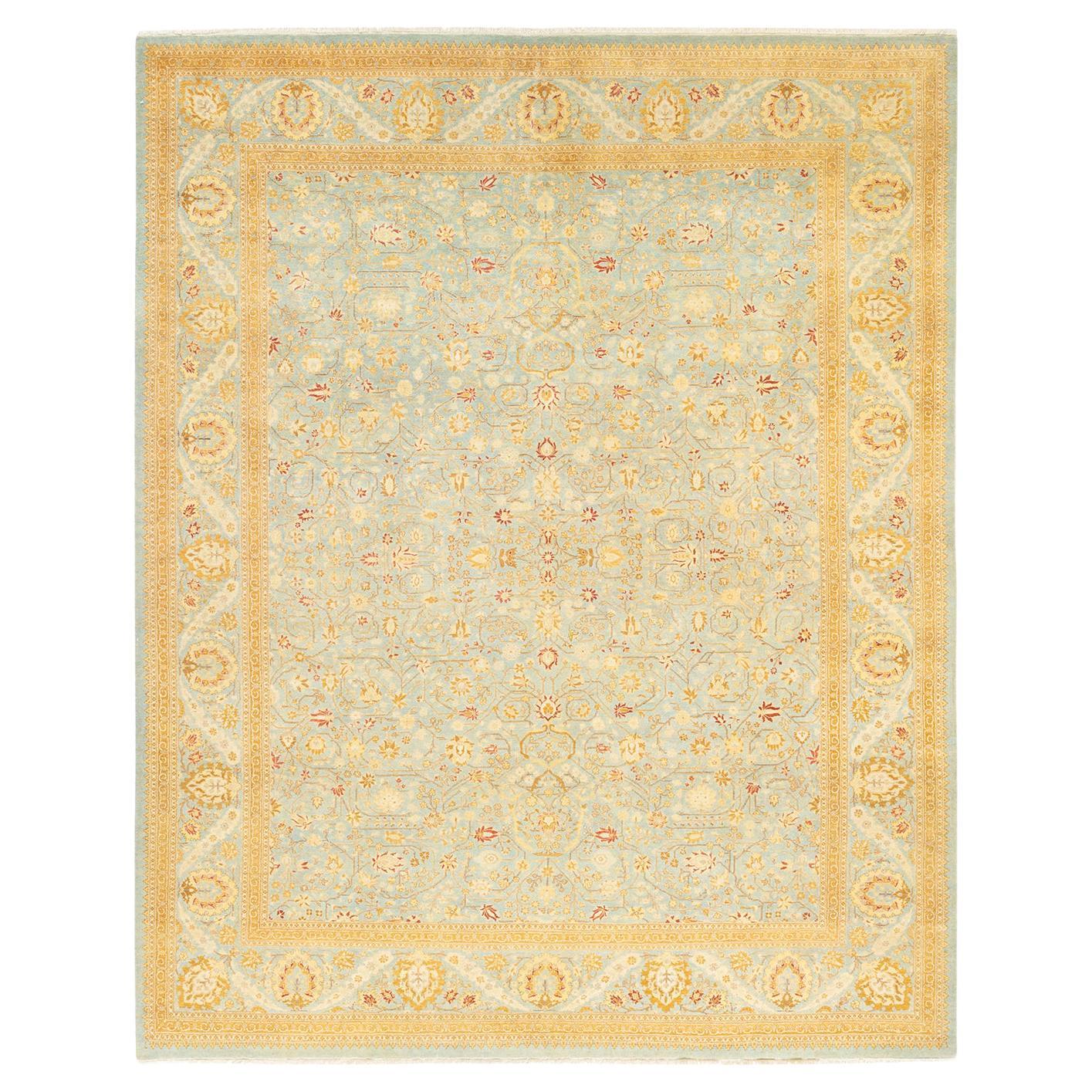 One-Of-A-Kind Hand Made Traditional Mogul Light Blue Area Rug 8' 3" x 10' 2"