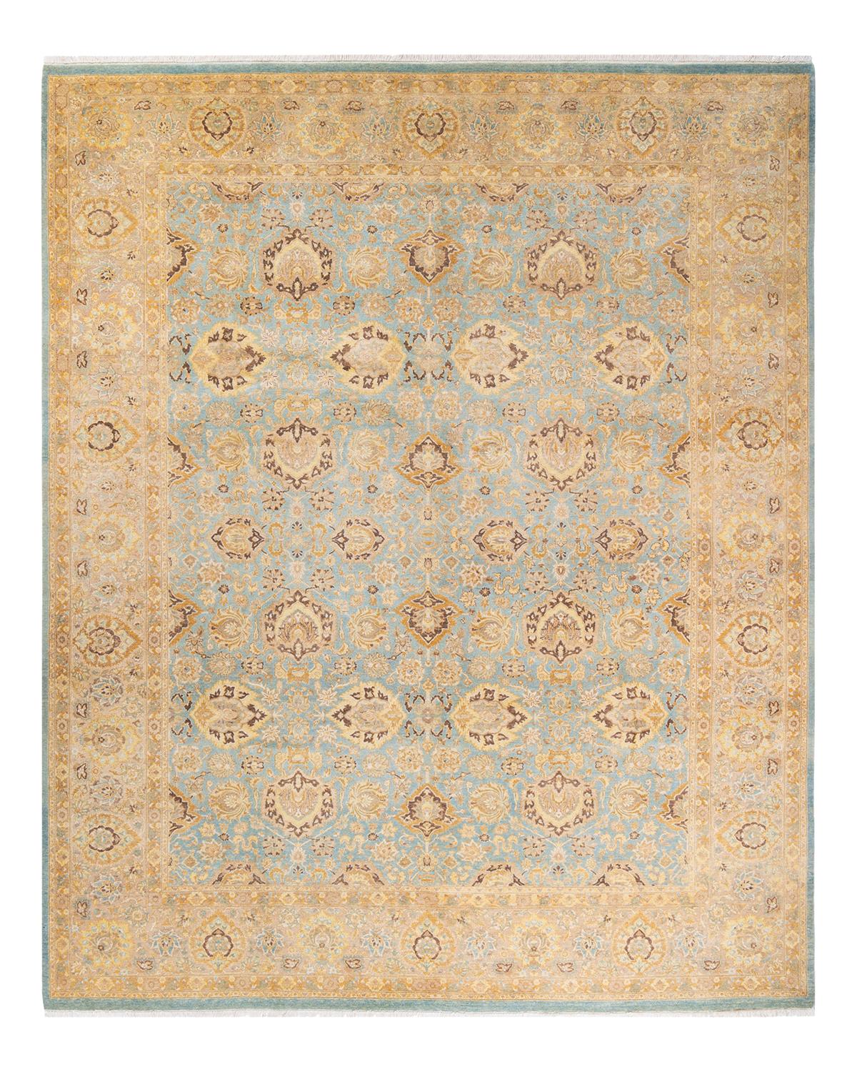 Other One-Of-A-Kind Hand Made Traditional Mogul Light Blue Area Rug For Sale