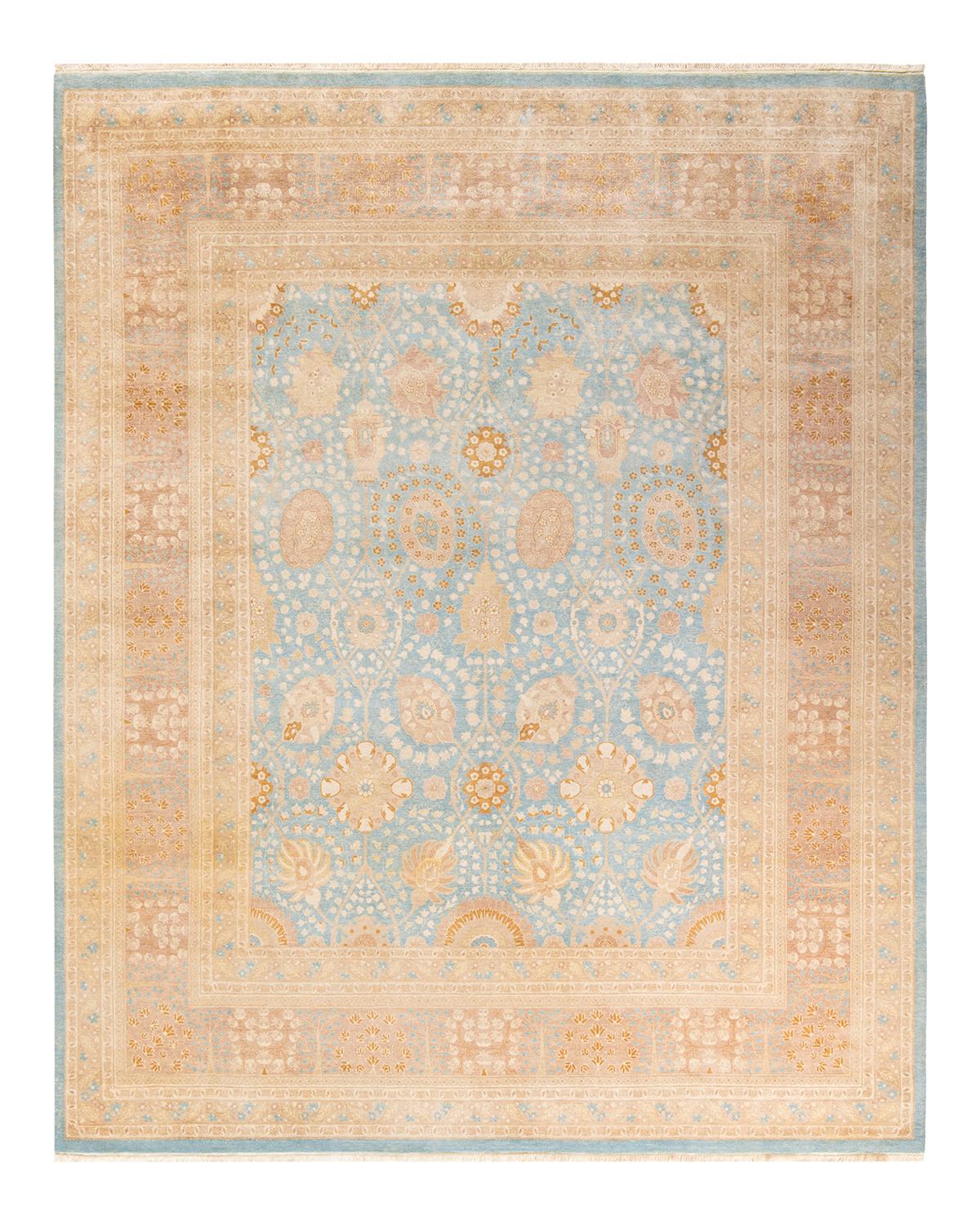 Other One-of-a-Kind Hand Made Traditional Mogul Light Blue Area Rug For Sale