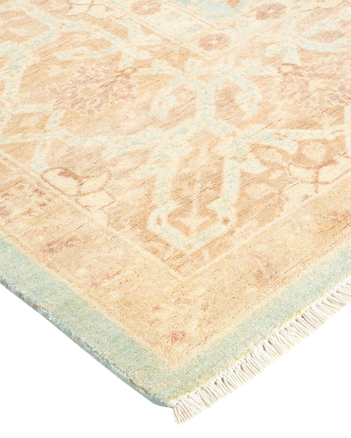 Traditioneller, handgefertigter, hellblauer Mogul-Teppich, Unikat (Wolle) im Angebot