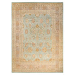 One-of-a-Kind Hand Made Traditional Mogul Light Blue Area Rug